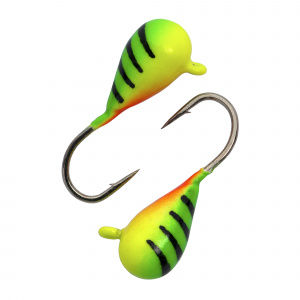 Капля с ушком d 5.0 мм, вес 1.8 гр,окраска  салатовый с полосками+ лимонно-красный/10 шт/