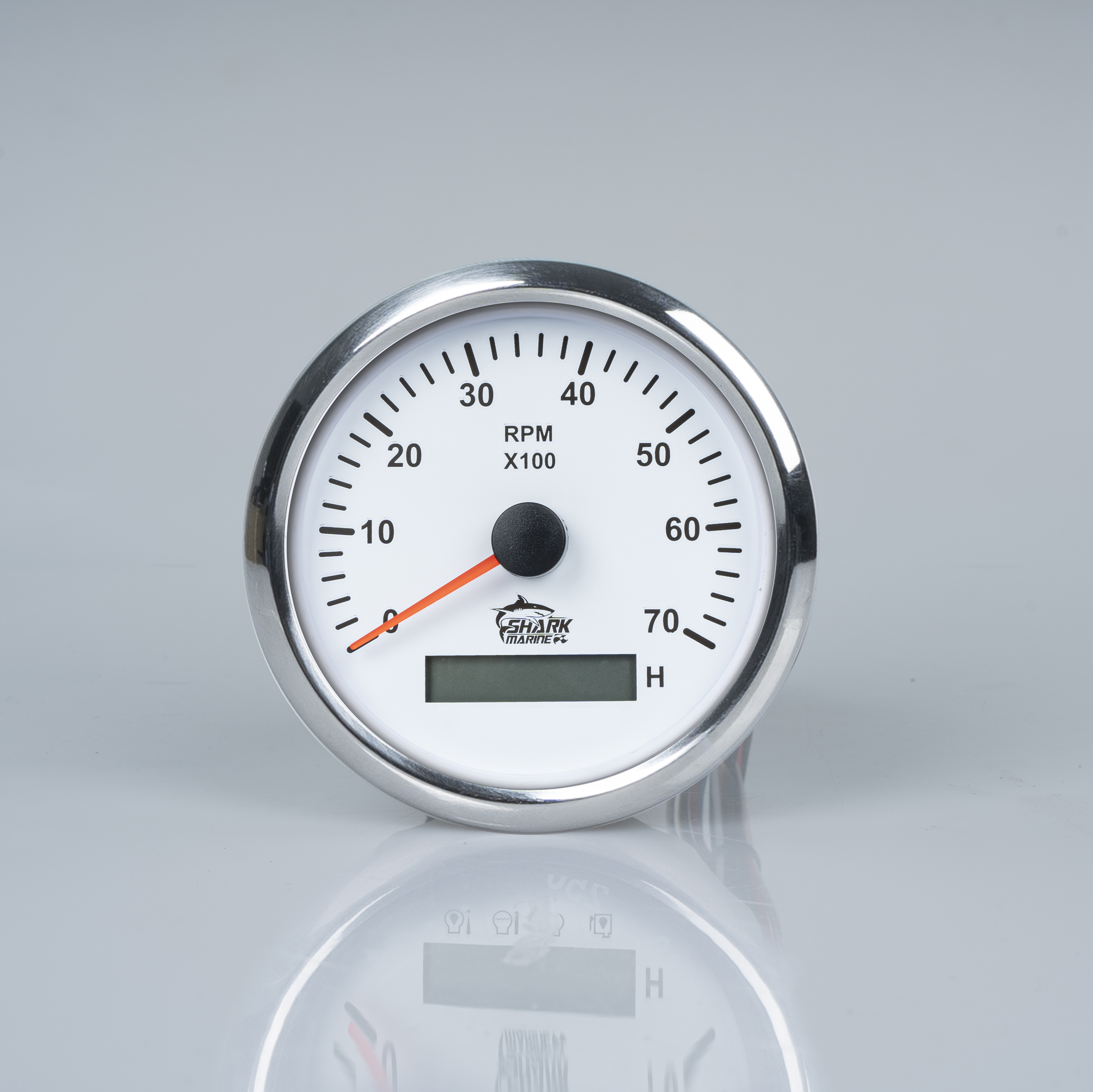 Тахометр белый с серебристой окантовкой со счётчиком моточасов 0-7000 (1.0-10.0 градация) 85 мм