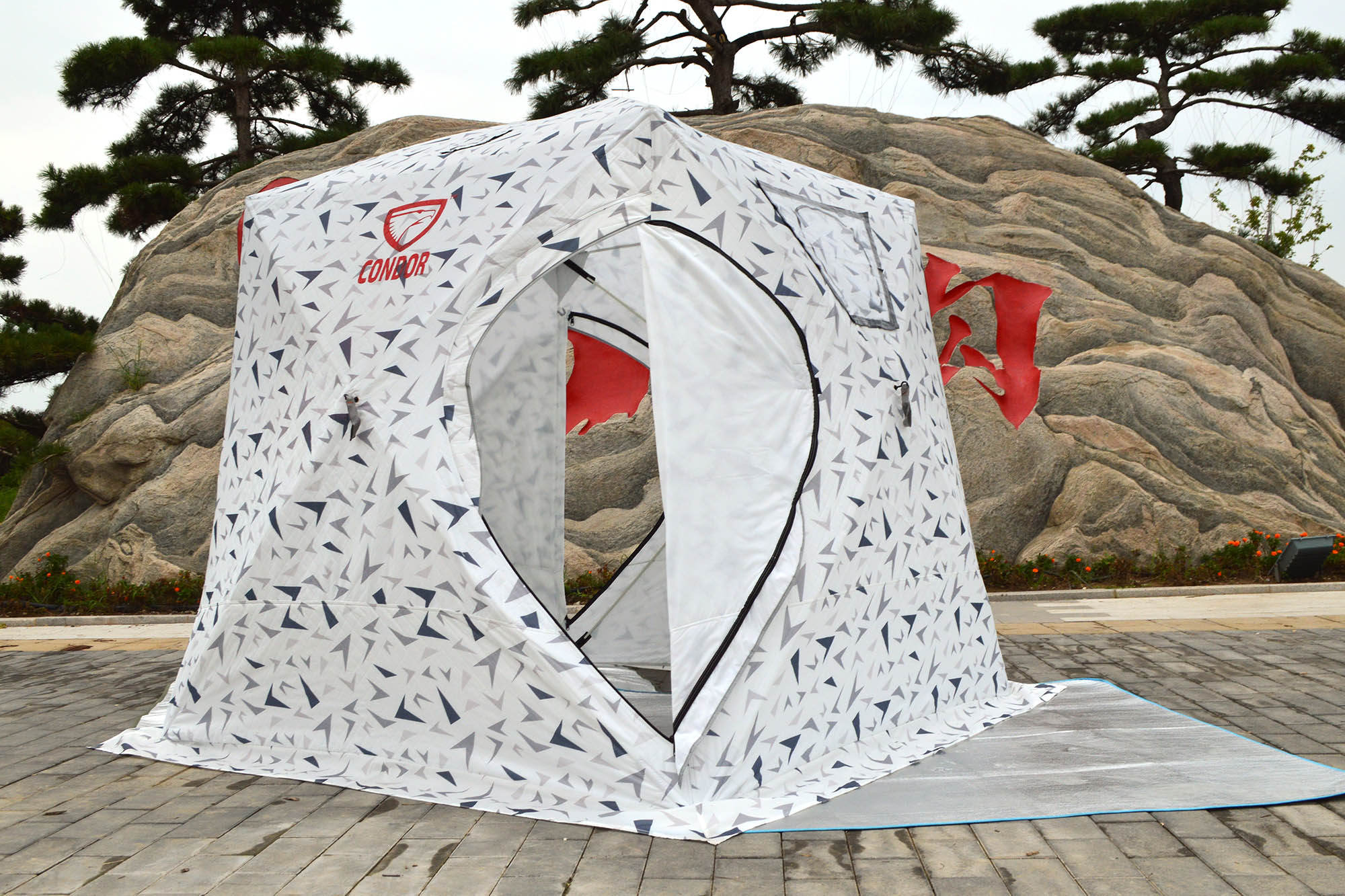 Палатка Куб "CONDOR" зимняя утепленная 2,2 х 2,2 х 2,15  белый камуфляж