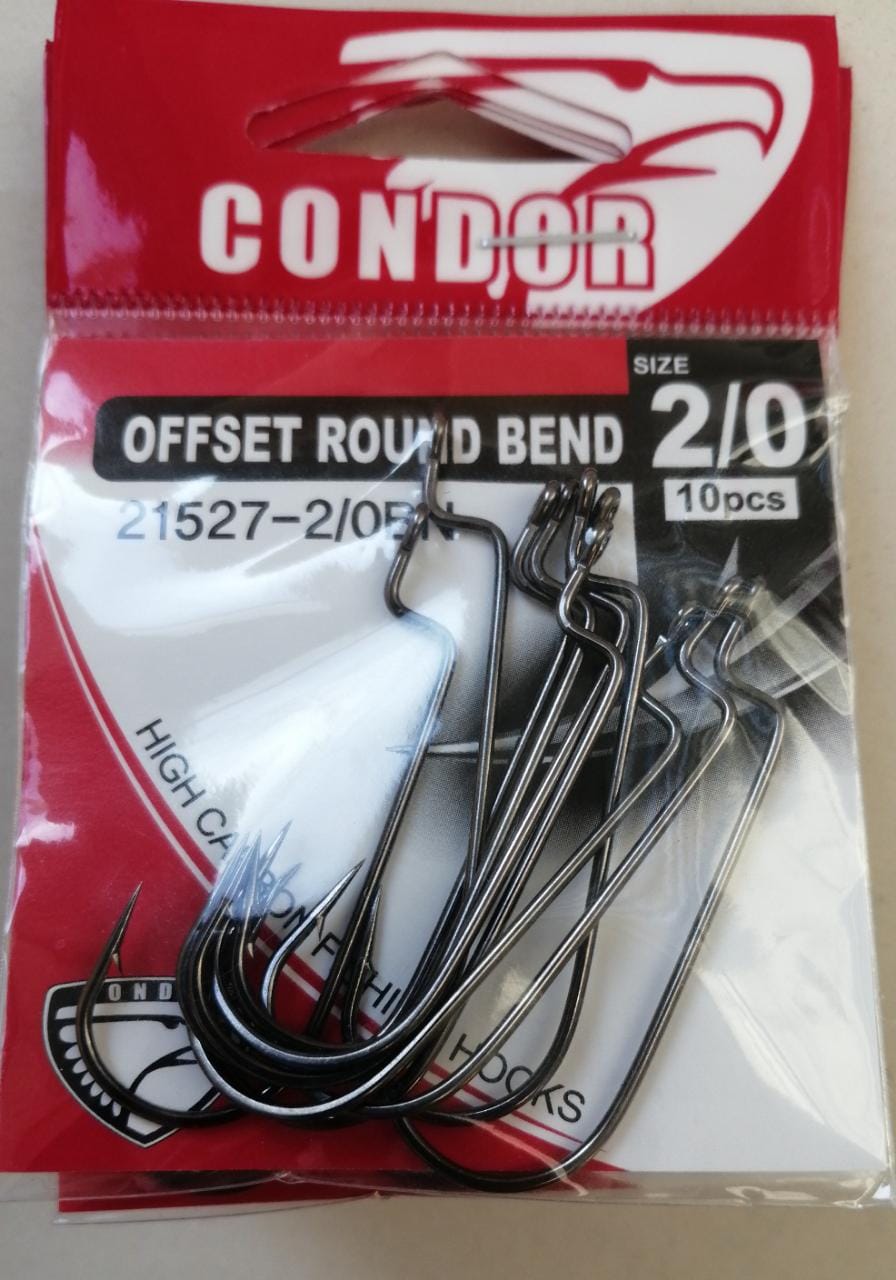 Крючок офсетный Condor Offset Round Bend Worm, №2/0 BN (50 шт./упак.) Корея
