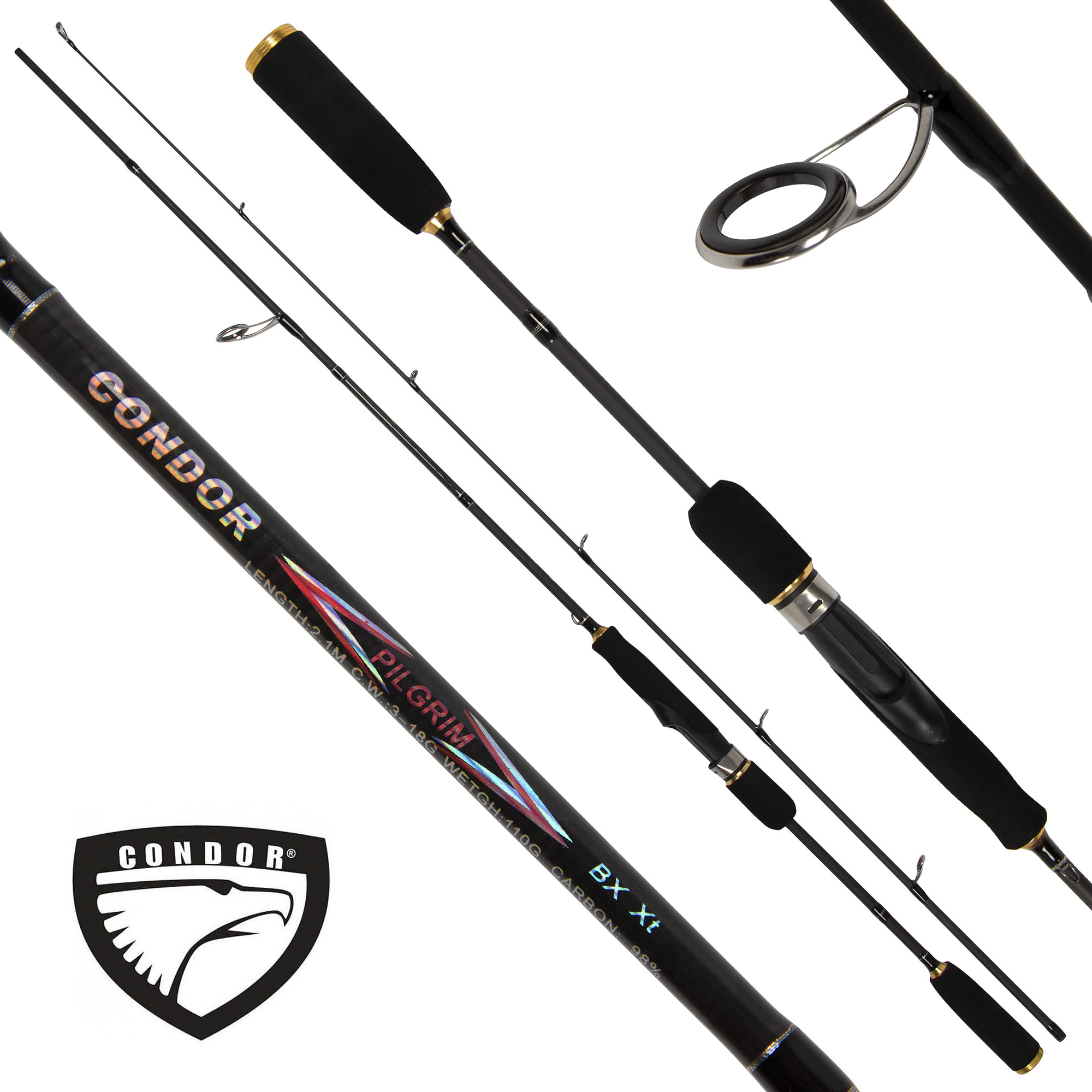 Спиннинг Condor Piligrim длина 2,10 м, тест 5-25 гр, carbon IM-7, штекер