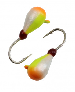 Капля с ушком d 5.0 мм, вес 1.8 гр, окраска желтая-перламутровая+оранжевая /10 шт/