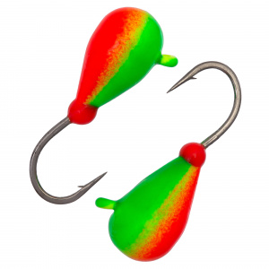 Капля с ушком d 5,0 мм, вес 1,8 гр, окраска салатовая+красная /10 шт/