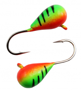 Капля с ушком d 4,0 мм, вес 1,1 гр, окраска салатовая-красная с черными полосками /10 шт/