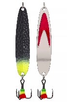 Блесна зимняя 5813, вес 15,0 гр, длина 70 мм, цвет серебро красный галстук/черный+лимон 181