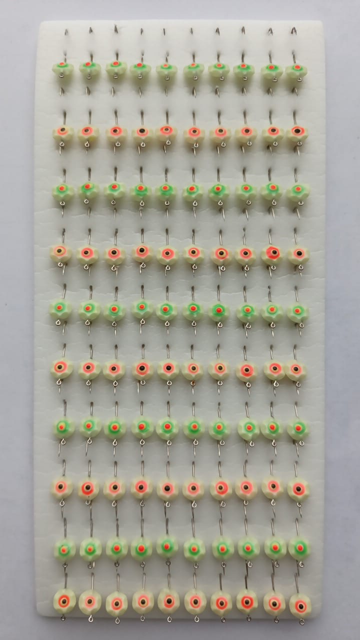 Мормышка фосфорная крашенная, цвет в ассортименте 100 шт(9)