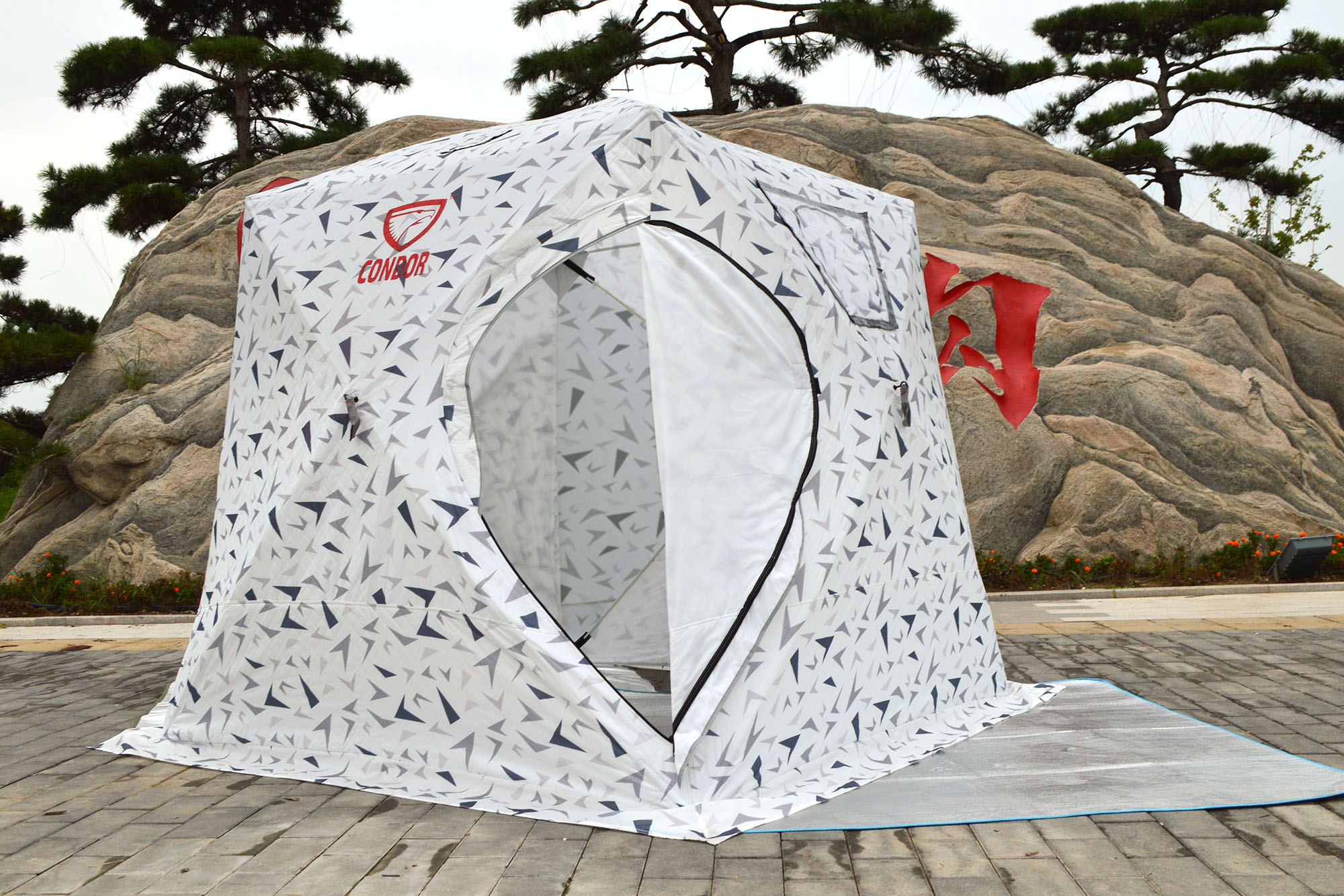 Палатка Куб "CONDOR" зимняя утепленная, размер 2,0 х 2,0 х 2,15  белый камуфляж