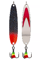 Блесна зимняя 5813, вес 15,0 гр, длина 70 мм, цвет серебро красный галстук/черный+красный 183