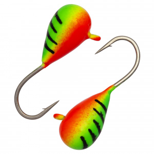 Капля с ушком d 5,0 мм, вес 1,8 гр, окраска салатовая-красная с полосками /10 шт/