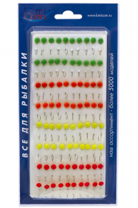Мормышка фосфорная  №62 микс  (набор) - d 6, крючок № 6  /80шт/