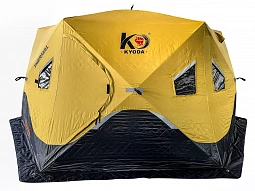 Палатка Куб "KYODA" NEW зимняя утепленная 6 сторон, 3,7х3,6 х 2,15  желто-черная