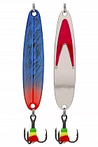 Блесна зимняя 5813, вес 12,5 гр, длина 65 мм, цвет серебро красный галстук/синий+красный 184