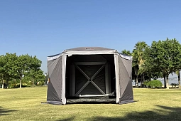 Шатер туристический KYODA 6 сторон, р.360*360*238см, плотн190Т, 210D, цвет темно и светло серый